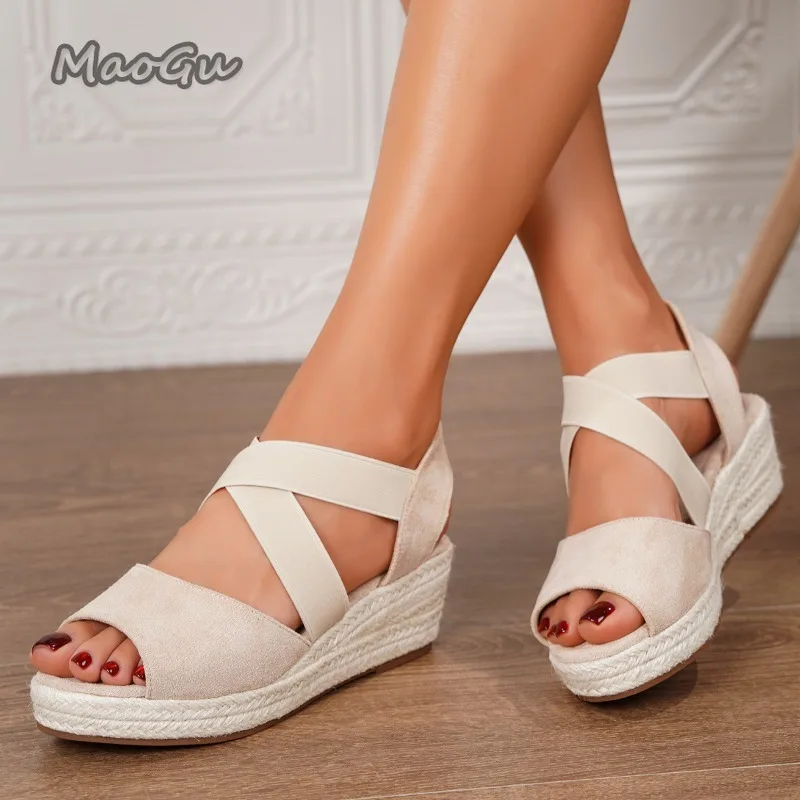 Women's Elastic Strap Espadrille Wedge Sandals Open Toe Platform Heels Soft Suede Non‑Slip Casual Summer Shoes Zapatos Mujer
Women's Elastic Strap Espadrille Wedge Sandals Open Toe Platform Heels Soft Suede Non‑Slip Casual Summer Shoes Zapatos Mujer