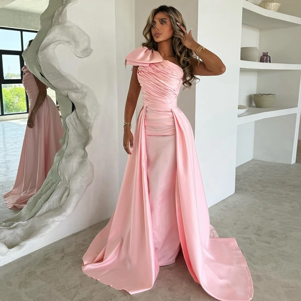 Formal and Elegant Pink Satin Evening Dresses Strapless Panel Traina Straight Pleats Floor Length Sleeveless Custom Made Gowns
Formal and Elegant Pink Satin Evening Dresses Strapless Panel Traina Straight Pleats Floor Length Sleeveless Custom Made Gowns
