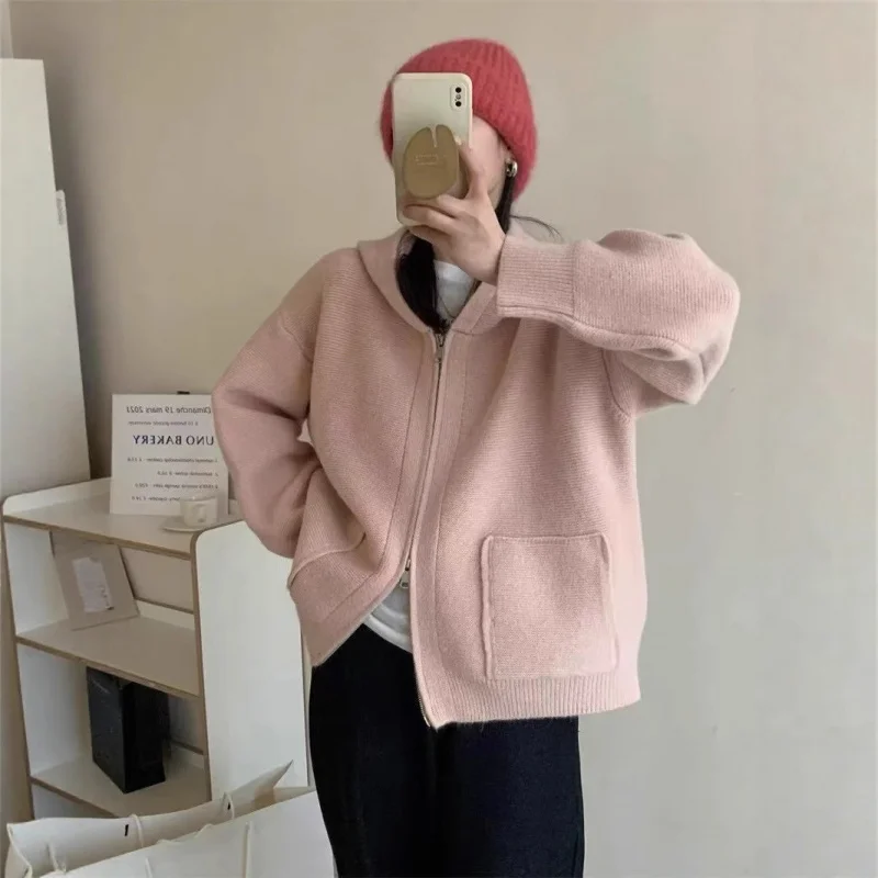 Lazy Style Zipper Hooded Sweater Jacket Korean Style Women's Cardigan Autumn Winter New Loose Knitted Sweater Soft Top
Lazy Style Zipper Hooded Sweater Jacket Korean Style Women's Cardigan Autumn Winter New Loose Knitted Sweater Soft Top