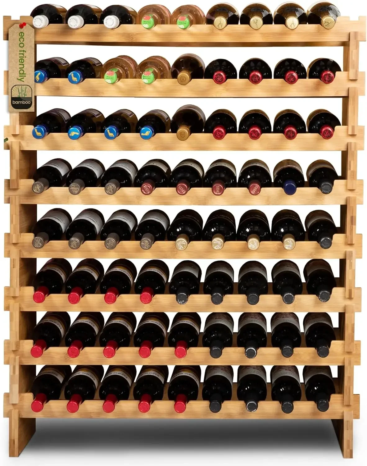 Stackable Bamboo Wine Rack for 72 Bottle, 8-Tier and Sturdy, Free Standing, Modular Wine Storage
Stackable Bamboo Wine Rack for 72 Bottle, 8-Tier and Sturdy, Free Standing, Modular Wine Storage