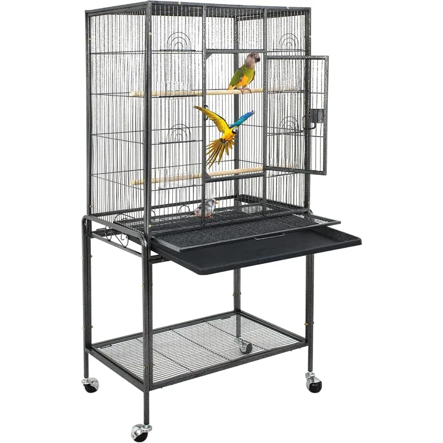 53-Inch Bird Flight Cage with Wrought Iron Design and Rolling Stand for Cockatiels Pet Parrots Parakeets Lovebirds Canaries and
53-Inch Bird Flight Cage with Wrought Iron Design and Rolling Stand for Cockatiels Pet Parrots Parakeets Lovebirds Canaries and