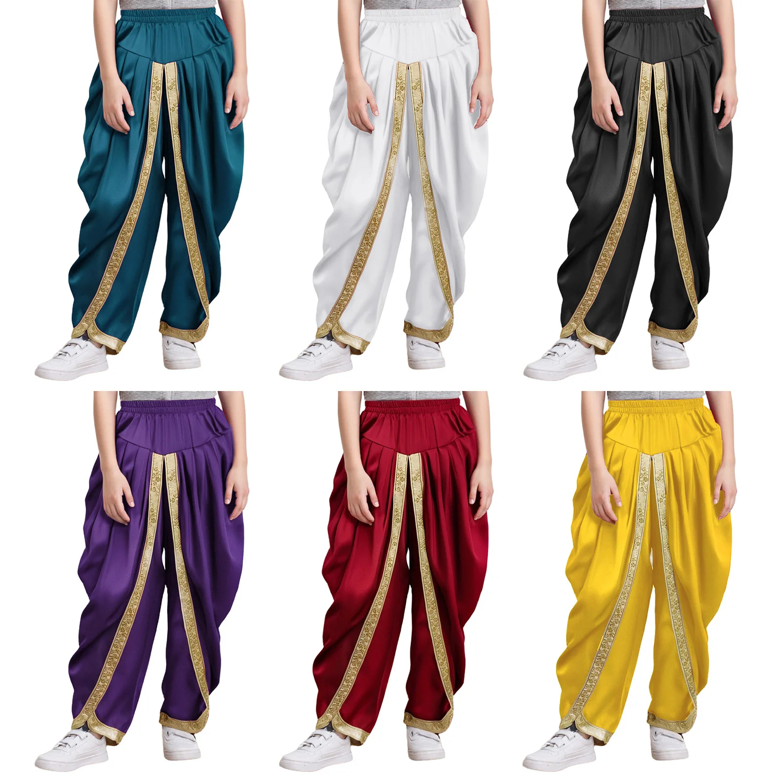 2025 Kids Boys Satin Dhoti Cosplay Pants Teens Casual Stretchy Draped Baggy Trousers for Halloween Theme Party Fancy Dress Ball 
2025 Kids Boys Satin Dhoti Cosplay Pants Teens Casual Stretchy Draped Baggy Trousers for Halloween Theme Party Fancy Dress Ball