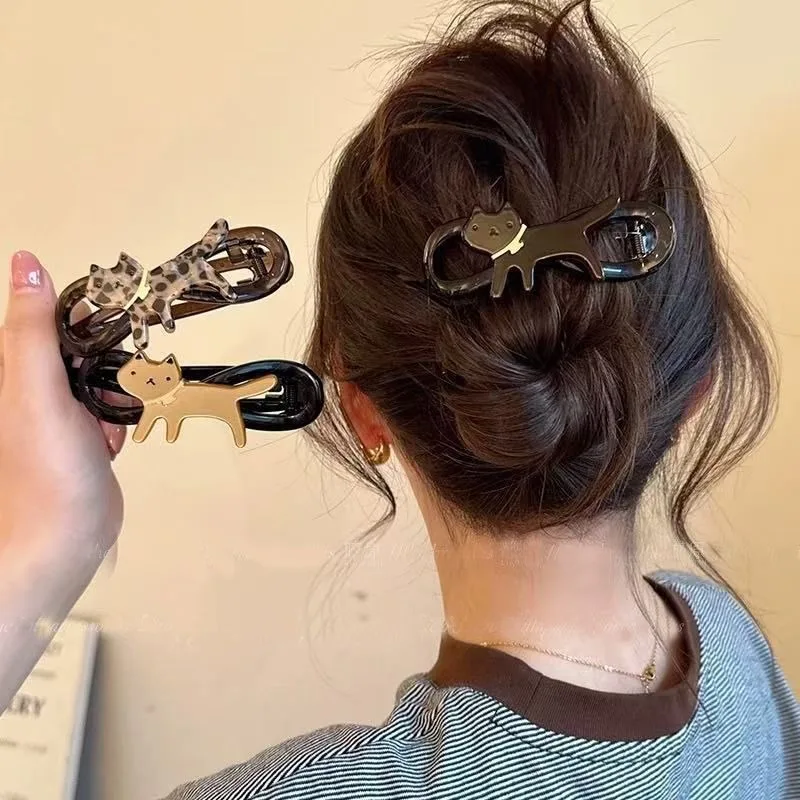Cute Leopard Print Cat Twisted Hair Clips Retro Ponytail Imitation Pearl Barrettes Elegant Vintage Headdress Hair Accessories
Cute Leopard Print Cat Twisted Hair Clips Retro Ponytail Imitation Pearl Barrettes Elegant Vintage Headdress Hair Accessories