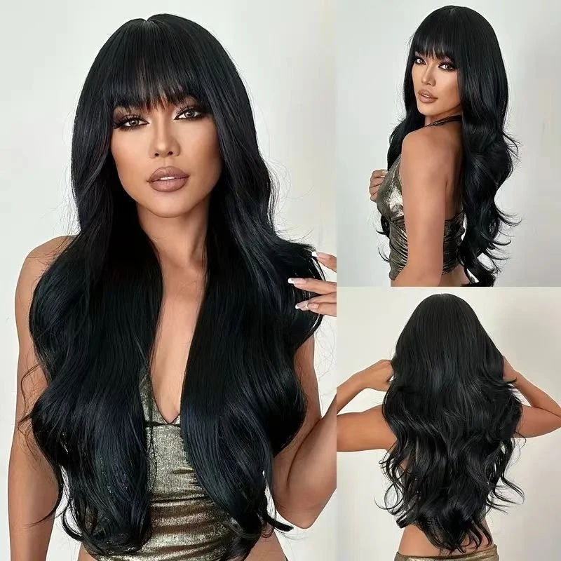 New stylish women's long curly , fluffy and easy to manage, black high-temperature synthetic fiber wig, straight hair
New stylish women's long curly , fluffy and easy to manage, black high-temperature synthetic fiber wig, straight hair