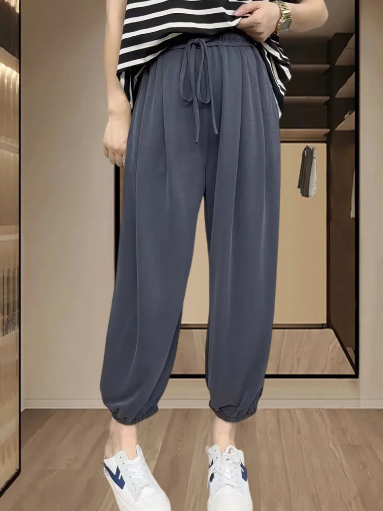 Ladies High Waist Ice Silk Pants Thin Summer Casual Nine Points Sports Trousers Large Size Korean Style Commute Wind
Ladies High Waist Ice Silk Pants Thin Summer Casual Nine Points Sports Trousers Large Size Korean Style Commute Wind