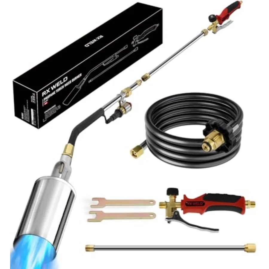 Propane Torch for Weeds Ice and Snow - 1 800 000 BTU High Output Adjustable Flame and Push Button Igniter 10FT Hose for Garden
Propane Torch for Weeds Ice and Snow - 1 800 000 BTU High Output Adjustable Flame and Push Button Igniter 10FT Hose for Garden