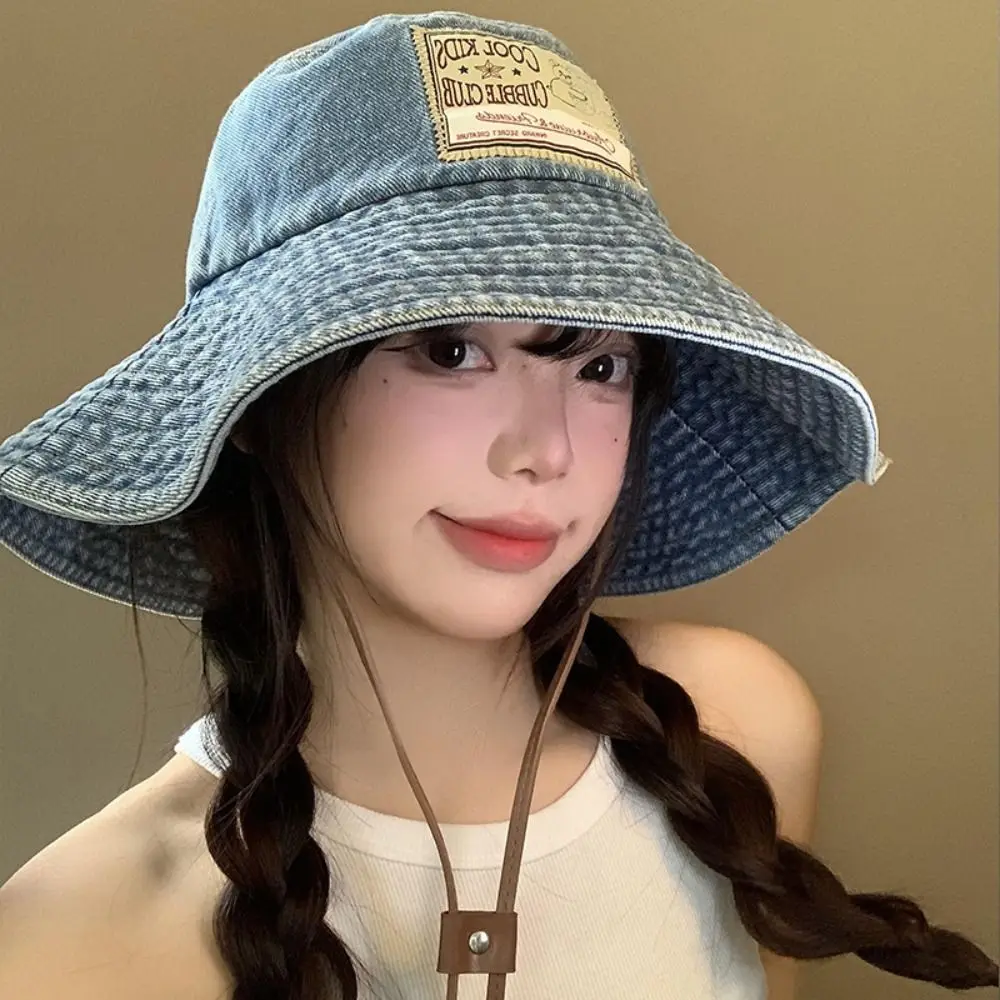 Hot Sun Protection Women Denim Bucket Hat Windproof With Drawstring Big Brim Sun Hat Retro All-match Sun Cap Summer
Hot Sun Protection Women Denim Bucket Hat Windproof With Drawstring Big Brim Sun Hat Retro All-match Sun Cap Summer