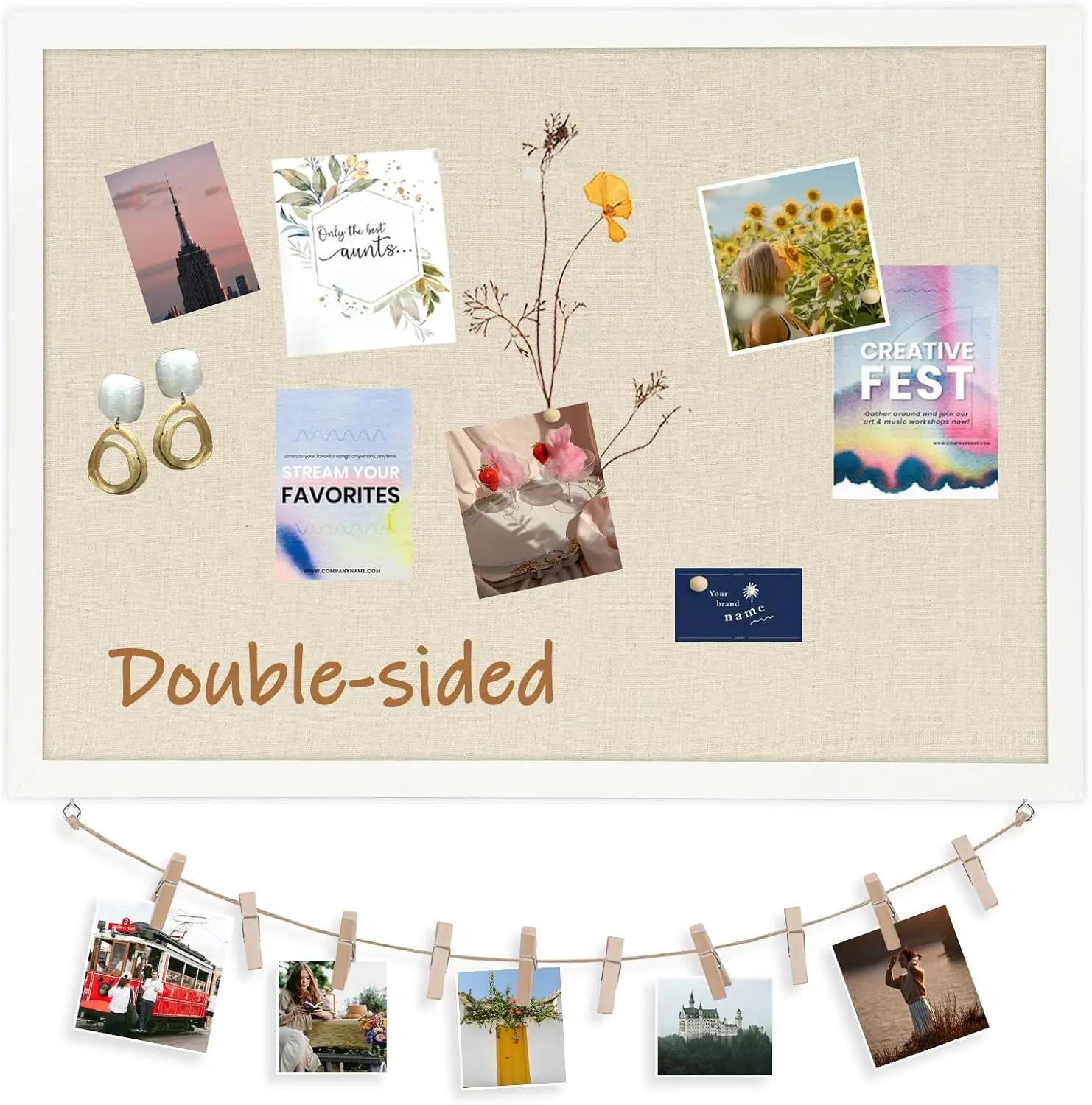 Linen Cork Board Bulletin Board 36x24 Double-Sided Framed Picture Pin Board for Office Home School with Pushpins and Clips
Linen Cork Board Bulletin Board 36x24 Double-Sided Framed Picture Pin Board for Office Home School with Pushpins and Clips