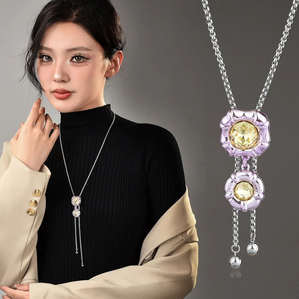 Dopamine series colored stretch long necklace for women adjustable flower pendant necklace
Dopamine series colored stretch long necklace for women adjustable flower pendant necklace