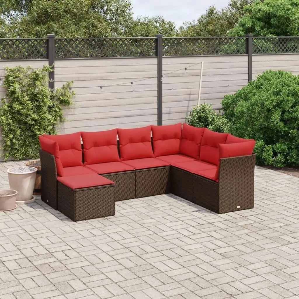 Comfortable 7 Piece Outdoor Sofa Set with Cushions Brown Poly Rattan Furniture for Garden Patio Balcony
Comfortable 7 Piece Outdoor Sofa Set with Cushions Brown Poly Rattan Furniture for Garden Patio Balcony
