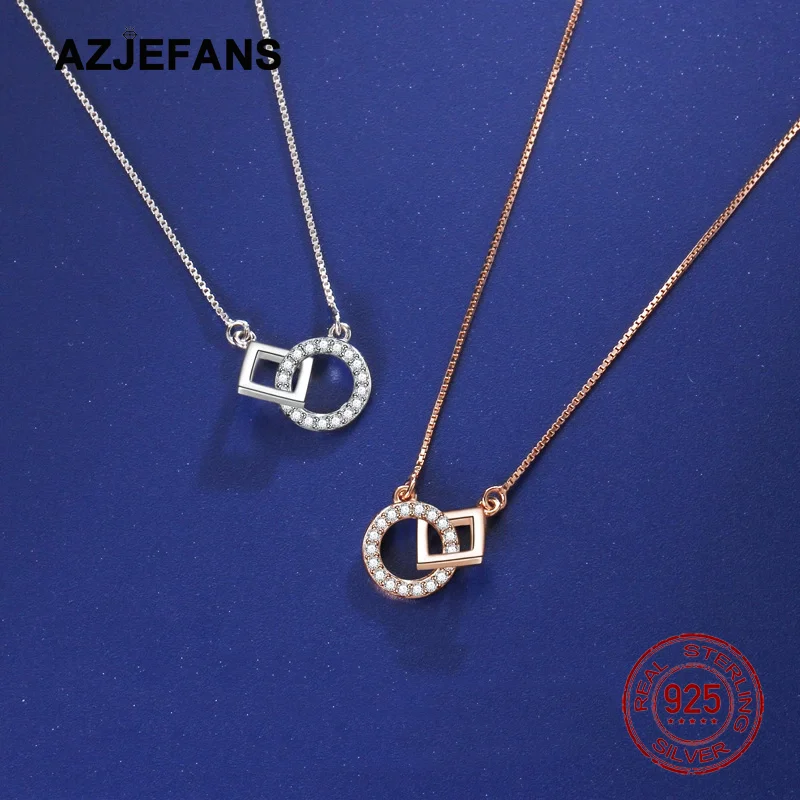 AZJEFANS 925 Sterling Silver Geometric Interlocking Pendant Necklace
AZJEFANS 925 Sterling Silver Geometric Interlocking Pendant Necklace