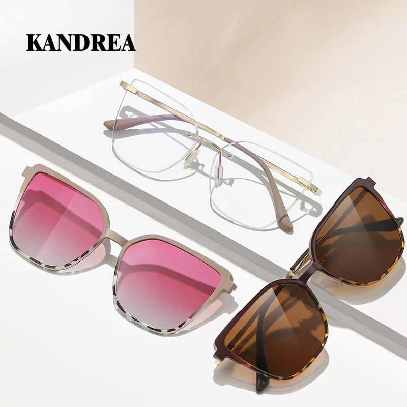 KANDREA Women's Magnetic Clip On Glasses Frame Ultra-light Fashion Rimless Polarized Sunglasses Anti-Blue Light Eyewear 7105 
KANDREA Women's Magnetic Clip On Glasses Frame Ultra-light Fashion Rimless Polarized Sunglasses Anti-Blue Light Eyewear 7105