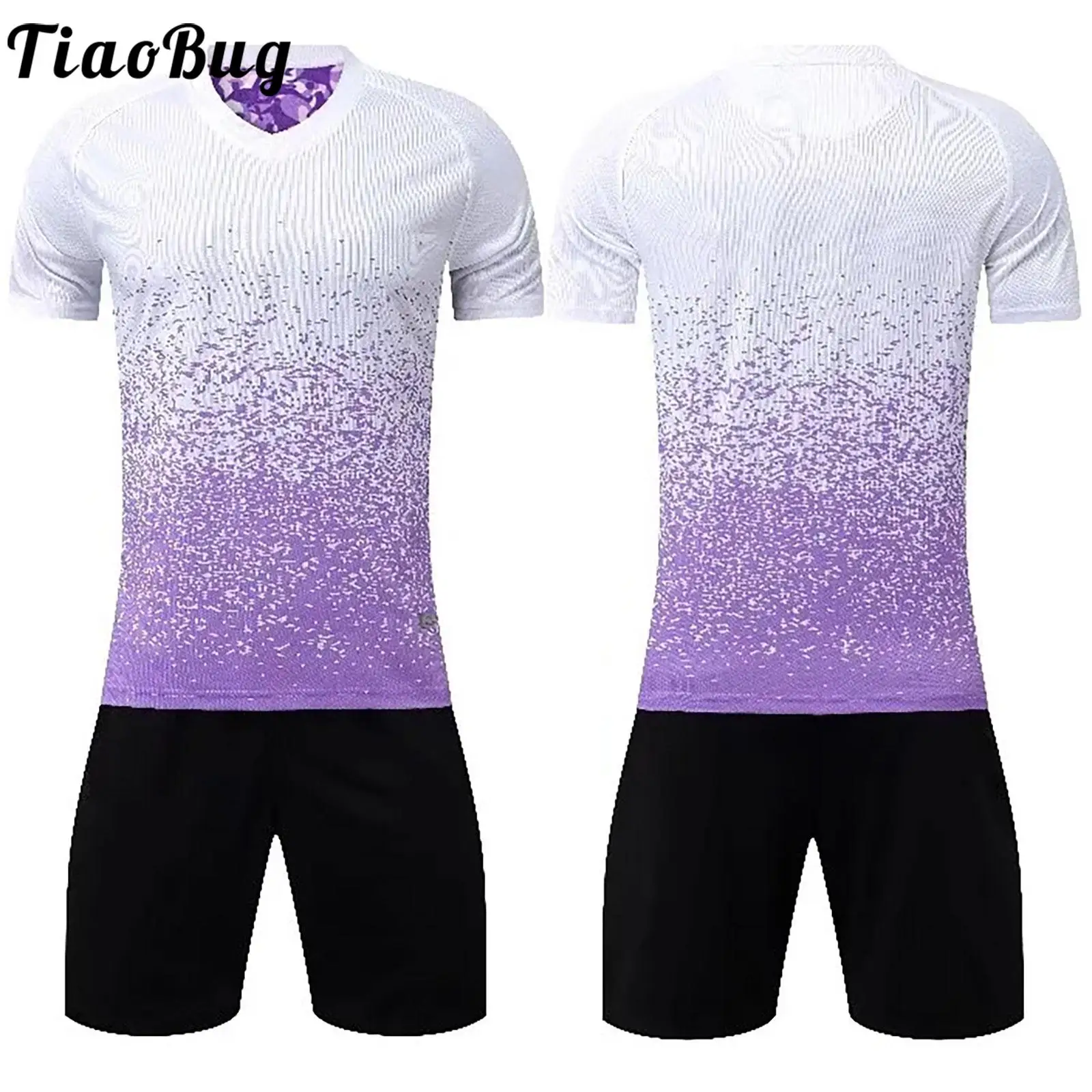 2PCS Kids Boys Soft Sports Suit Football Team Training Outfits Gradient Color Short Sleeve V Neck T-shirt with Drawstring Shorts
2PCS Kids Boys Soft Sports Suit Football Team Training Outfits Gradient Color Short Sleeve V Neck T-shirt with Drawstring Shorts