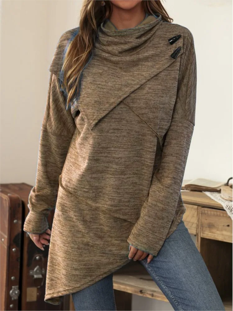 Autumn New Spliced sweater Shirts Tops Women's Casual Plain Asymmetrical Long Sleeve Cowl Neck Loose Fit Office Lady Shirts
Autumn New Spliced sweater Shirts Tops Women's Casual Plain Asymmetrical Long Sleeve Cowl Neck Loose Fit Office Lady Shirts