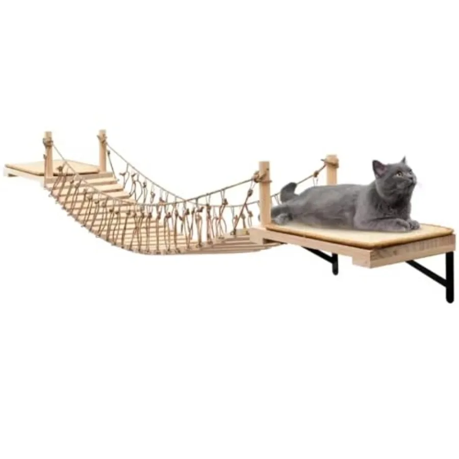 Wall-Mounted Cat Roped Bridge Long for Indoor Cats Cat Wall Shelves for Sleeping Playing Climbing Wooden Cats Bed and Perches w
Wall-Mounted Cat Roped Bridge Long for Indoor Cats Cat Wall Shelves for Sleeping Playing Climbing Wooden Cats Bed and Perches w