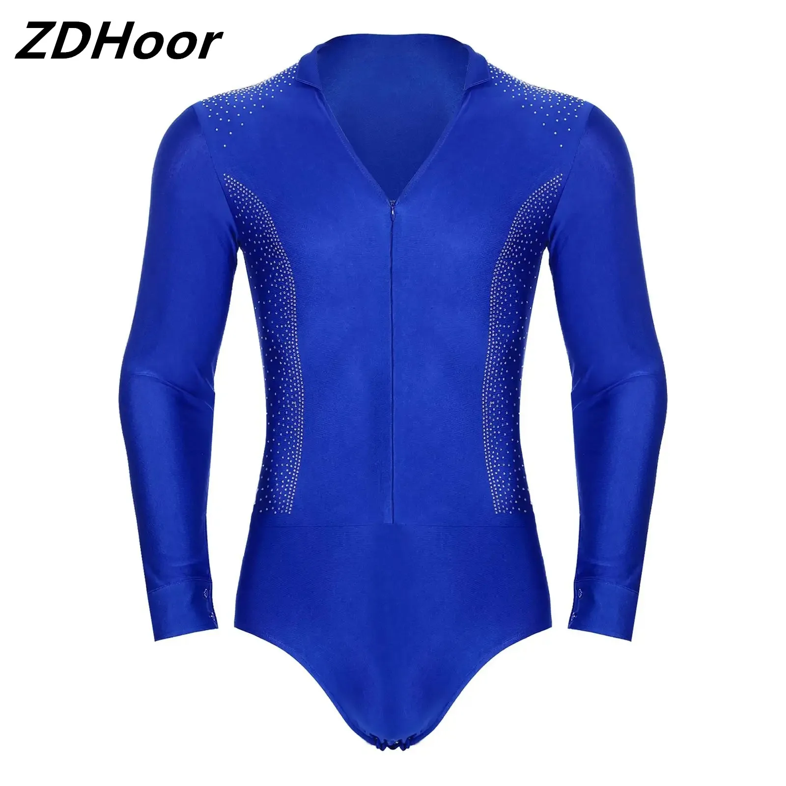 Mens Latin Dance Leotard Stage Performance Costume V-neck Long Sleeve Sparkling Rhinestones Figure Skating Bodysuit
Mens Latin Dance Leotard Stage Performance Costume V-neck Long Sleeve Sparkling Rhinestones Figure Skating Bodysuit