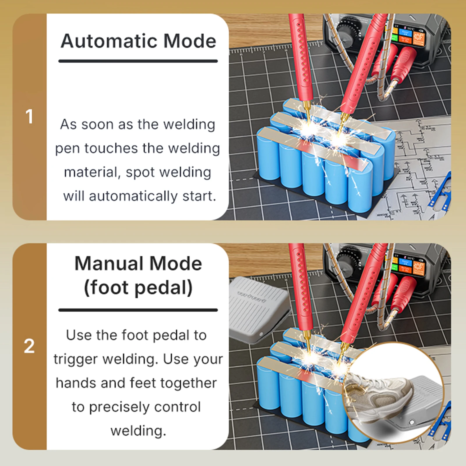 10000W Portable Spot Welder LCD Display & Foot Pedal with Dual Pulse Output Auto and Manual Mode for Making DIY Battery Packs
10000W Portable Spot Welder LCD Display & Foot Pedal with Dual Pulse Output Auto and Manual Mode for Making DIY Battery Packs