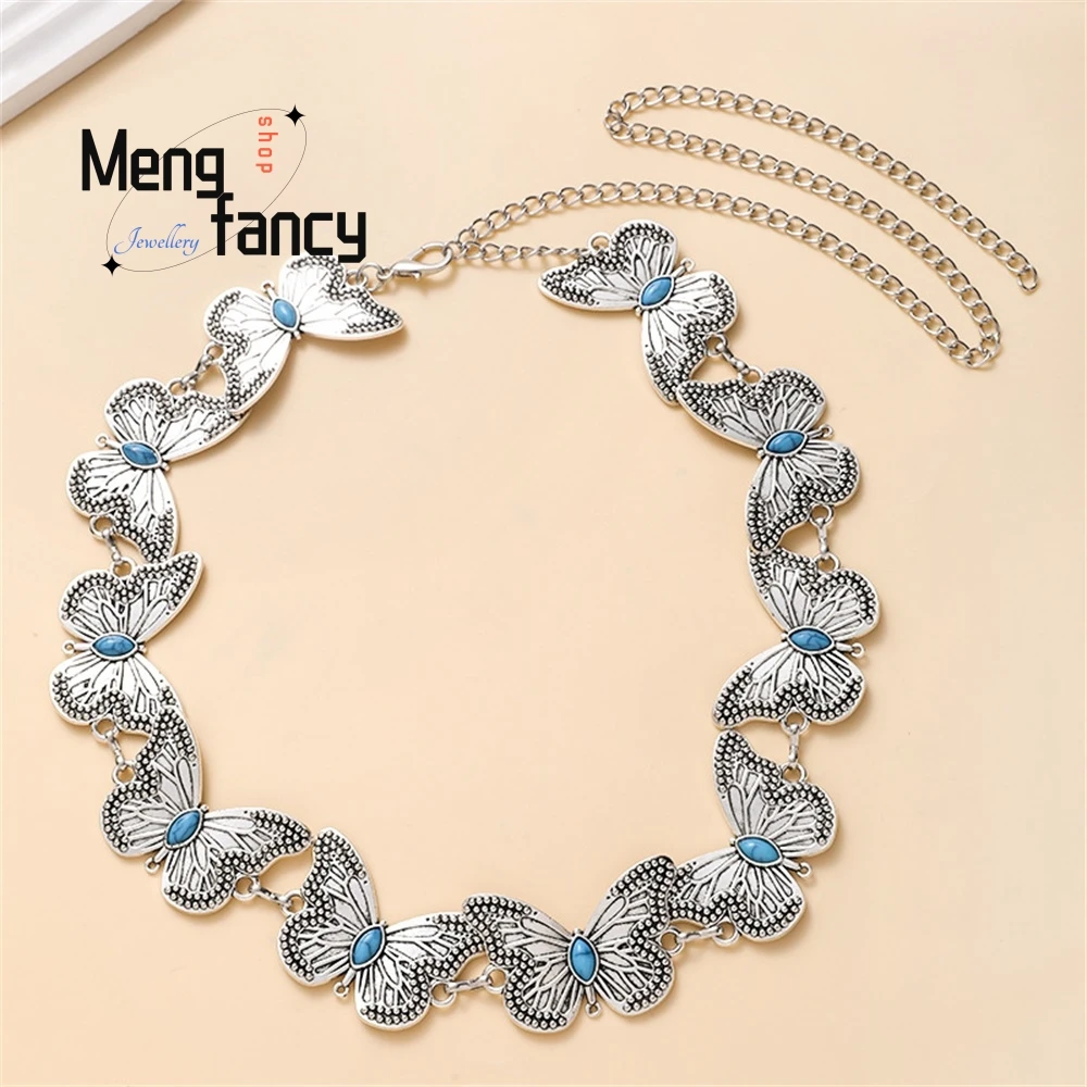 New Butterfly Turquoise Inlaid Decorative Dress, Versatile And Slimming Metal Belt For Autumn Fashion Jewelry Exquisite Elegant
New Butterfly Turquoise Inlaid Decorative Dress, Versatile And Slimming Metal Belt For Autumn Fashion Jewelry Exquisite Elegant