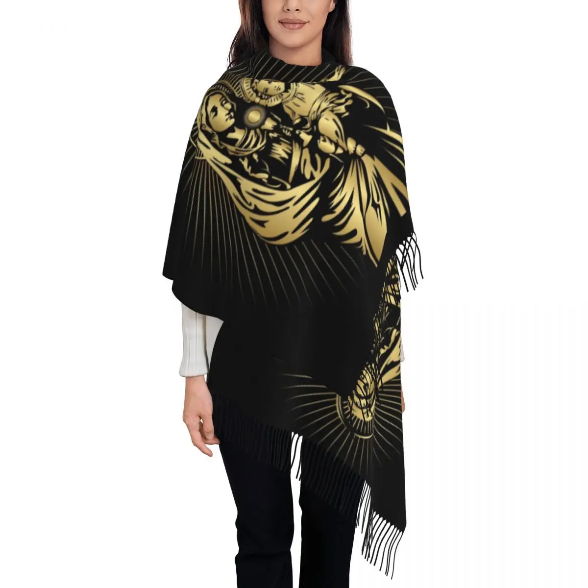 Шарф с кисточками Девы Марии, женские мягкие христианские мексиканские шали, женские зимне-осенние шарфы 
Шарф с кисточками Девы Марии, женские мягкие христианские мексиканские шали, женские зимне-осенние шарфы