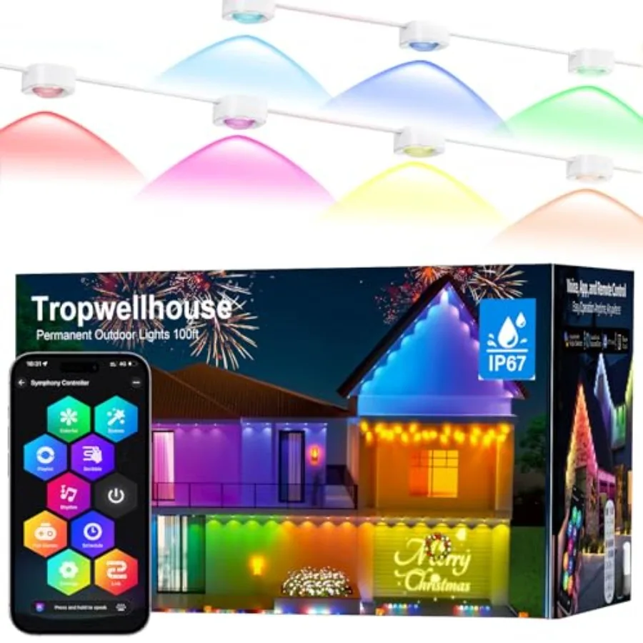 Permanent Outdoor Light Pro 50Feet with 36 RGB+IC LED Lights 90 Scene Modes AI Light Design IP67 Waterproof for Halloween Chris
Permanent Outdoor Light Pro 50Feet with 36 RGB+IC LED Lights 90 Scene Modes AI Light Design IP67 Waterproof for Halloween Chris