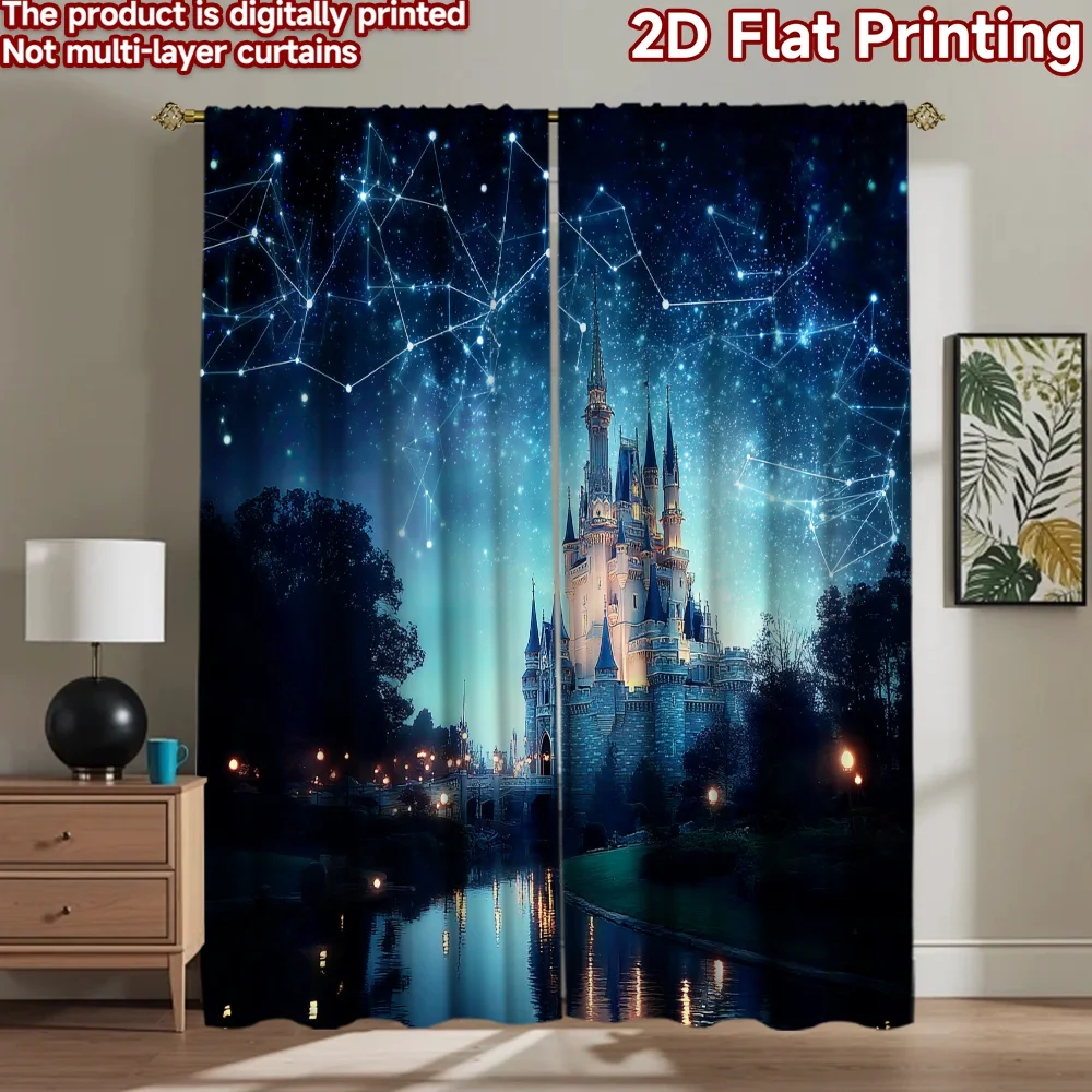 2D flat printing 2pcs Party Curtain Castle Under Starry Night Sky Digital Printed Polyester Drapes Holiday Decorations Perfect
2D flat printing 2pcs Party Curtain Castle Under Starry Night Sky Digital Printed Polyester Drapes Holiday Decorations Perfect