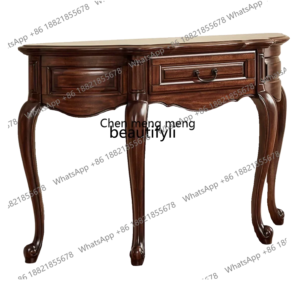 182Q American porch table black walnut all solid wood semi-round table against the wall foyer retro porch cabinet
182Q American porch table black walnut all solid wood semi-round table against the wall foyer retro porch cabinet