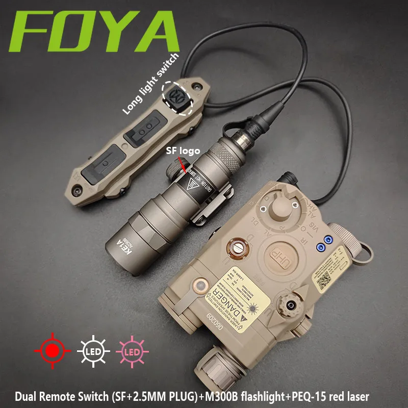 Tactical PEQ15 Red Blue Green Laser+IR Fill light +LED light Hunting Weapon M300B M600B Scout Flashlight +Dual Remote Switch Set
Tactical PEQ15 Red Blue Green Laser+IR Fill light +LED light Hunting Weapon M300B M600B Scout Flashlight +Dual Remote Switch Set