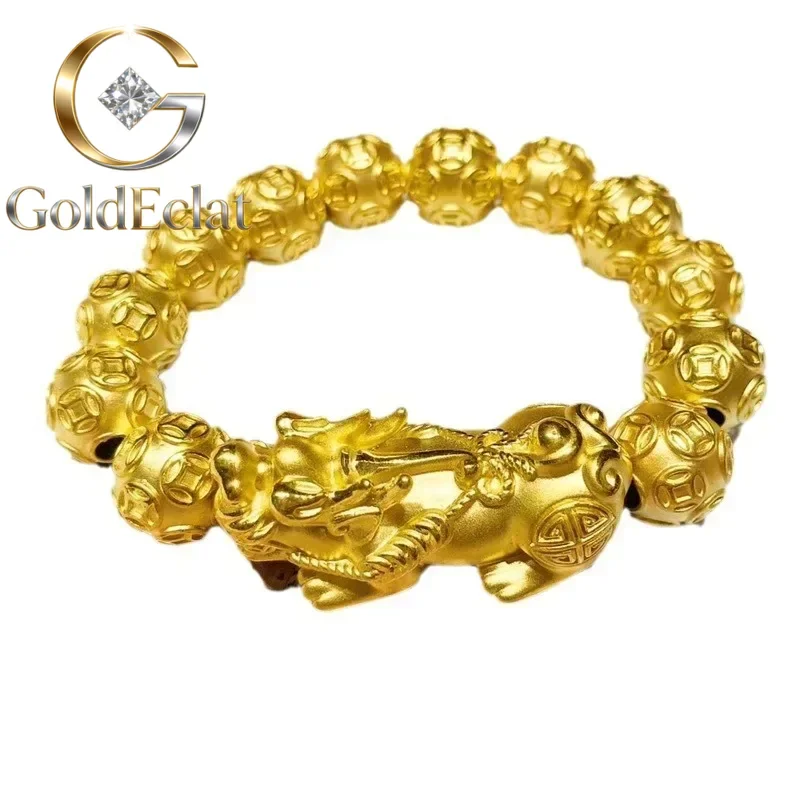 Браслет GoldEclat Pixiu из золота 999 пробы, 24K, настоящее золото, мужской браслет на удачу, браслет с бусинами Будды, браслет с бусинами-монетами, подарок
Браслет GoldEclat Pixiu из золота 999 пробы, 24K, настоящее золото, мужской браслет на удачу, браслет с бусинами Будды, браслет с бусинами-монетами, подарок