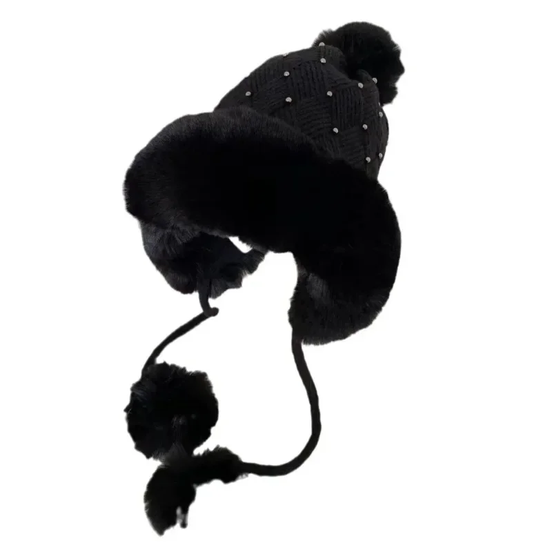 Women's Foldable Cap Cute Winter Cute Cartoon Pearl Fur Ball Sweater Hat with Plush Thickened Fur Collar Windproof and Warm Hat
Women's Foldable Cap Cute Winter Cute Cartoon Pearl Fur Ball Sweater Hat with Plush Thickened Fur Collar Windproof and Warm Hat