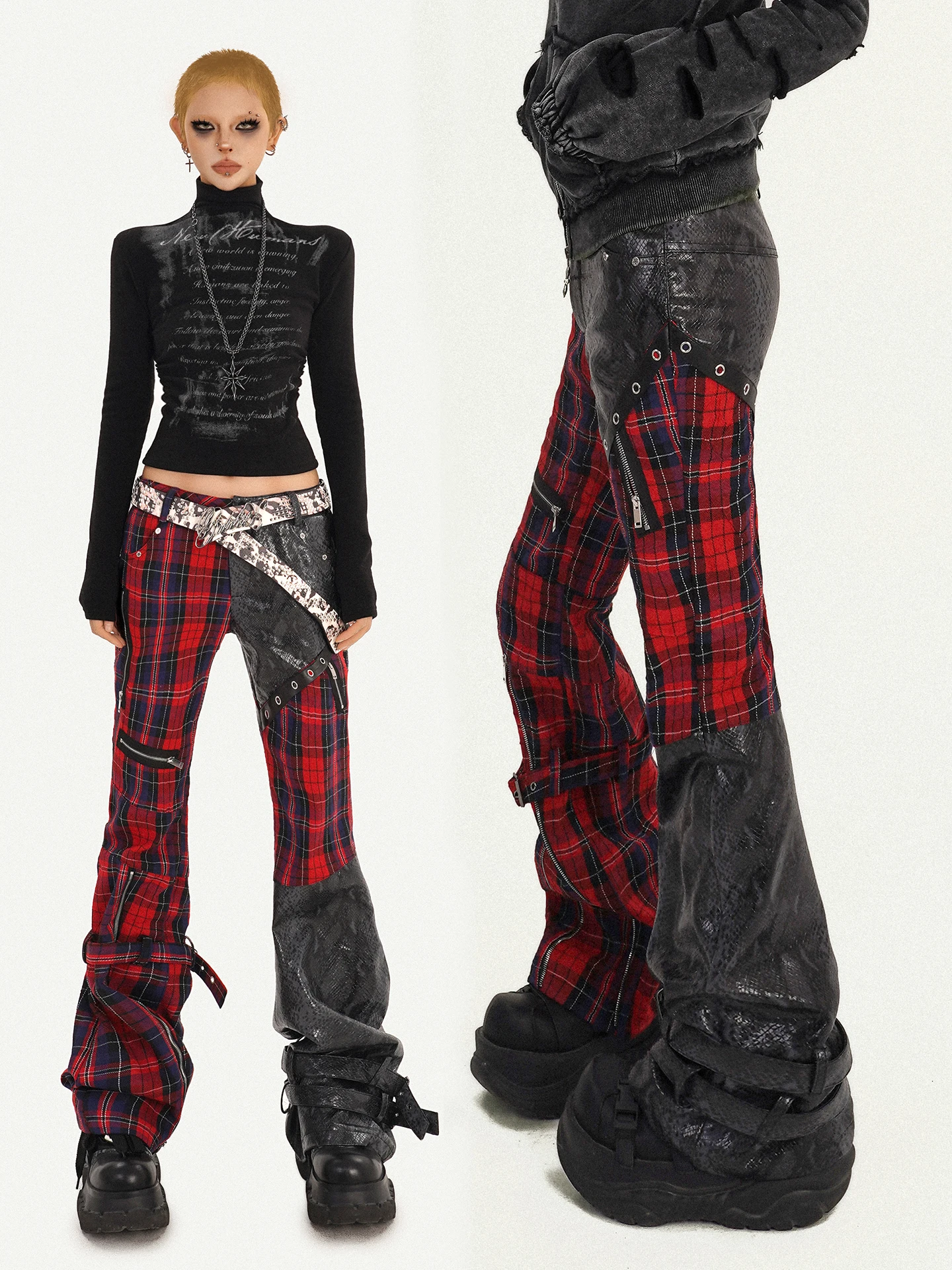 Nico Molly Original Street Hip Hop Rock Check Design Spliced Leather Pants Women Slim Fashionable Long Trousers Trendy
Nico Molly Original Street Hip Hop Rock Check Design Spliced Leather Pants Women Slim Fashionable Long Trousers Trendy