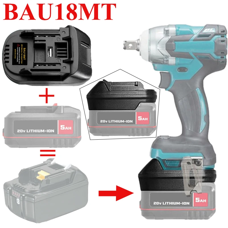 BAU18MT Adapter Converter Compatible for Bauer 20V Hyper Max Lithium Battery Convert To Apply for Makita 18V Cordless Power Tool
BAU18MT Adapter Converter Compatible for Bauer 20V Hyper Max Lithium Battery Convert To Apply for Makita 18V Cordless Power Tool