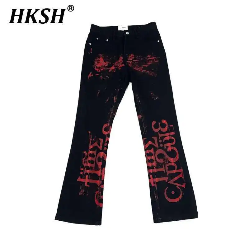 HKSH Men's Tide Punk Handmade Letter Printing Paint Dark Niche Subculture Casual Flare Denim Pants Chic Fashion Y2K Jeans HK3895
HKSH Men's Tide Punk Handmade Letter Printing Paint Dark Niche Subculture Casual Flare Denim Pants Chic Fashion Y2K Jeans HK3895