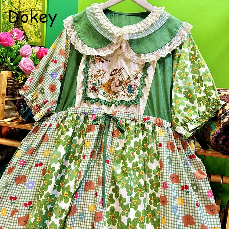 Vintage Flower Patchwork Kawaii Dress Women Summer Mori Girl Doll Collar Puff Sleeve Dresses Female Elegant French Loose Vestido
Vintage Flower Patchwork Kawaii Dress Women Summer Mori Girl Doll Collar Puff Sleeve Dresses Female Elegant French Loose Vestido