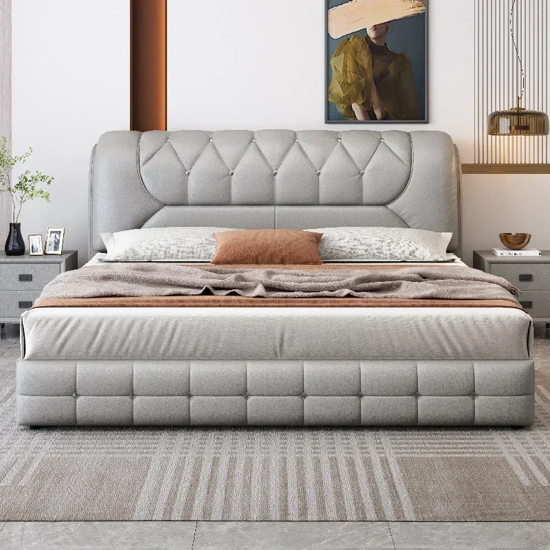 Leather Headboards Bed Children King Size Double Japanese Comfortable Fashion Bed Space Saving Letto Matrimoniale Home Furniture
Leather Headboards Bed Children King Size Double Japanese Comfortable Fashion Bed Space Saving Letto Matrimoniale Home Furniture
