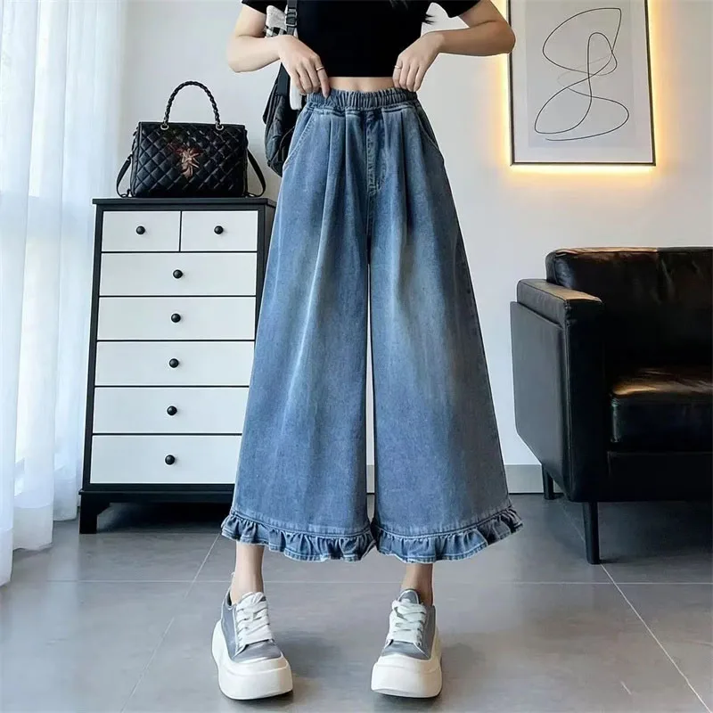 Summer Women Wide-leg Denim Pantalons Spring Femme Large Size 6XL Thin Cowboy Trousers Retro Ladies High Waist Eight Point Jeans
Summer Women Wide-leg Denim Pantalons Spring Femme Large Size 6XL Thin Cowboy Trousers Retro Ladies High Waist Eight Point Jeans