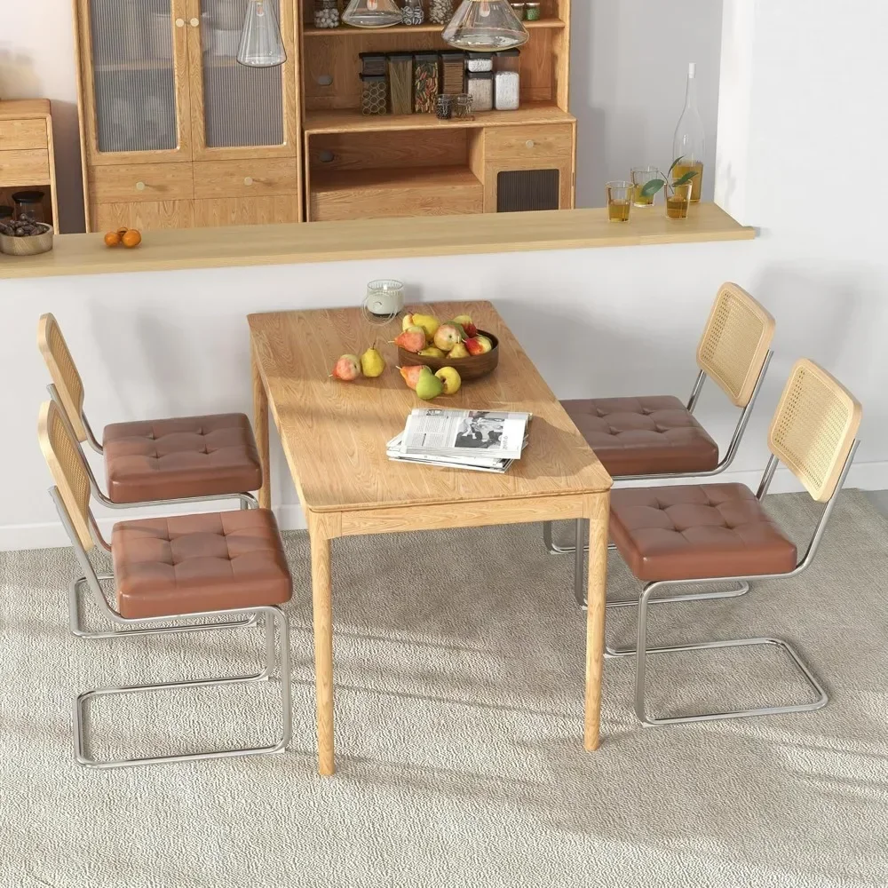 Mid Century Modern Rattan Dining Room Chairs with Upholstered Cushion and Metal Legs, Kitchen Side Chairs for Restaurant
Mid Century Modern Rattan Dining Room Chairs with Upholstered Cushion and Metal Legs, Kitchen Side Chairs for Restaurant