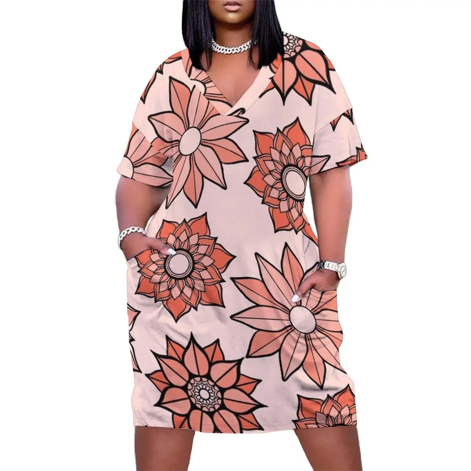 Pink Floral Pattern Loose Pocket Dress Women long dress Woman clothes women evening dress long sleeve
Pink Floral Pattern Loose Pocket Dress Women long dress Woman clothes women evening dress long sleeve