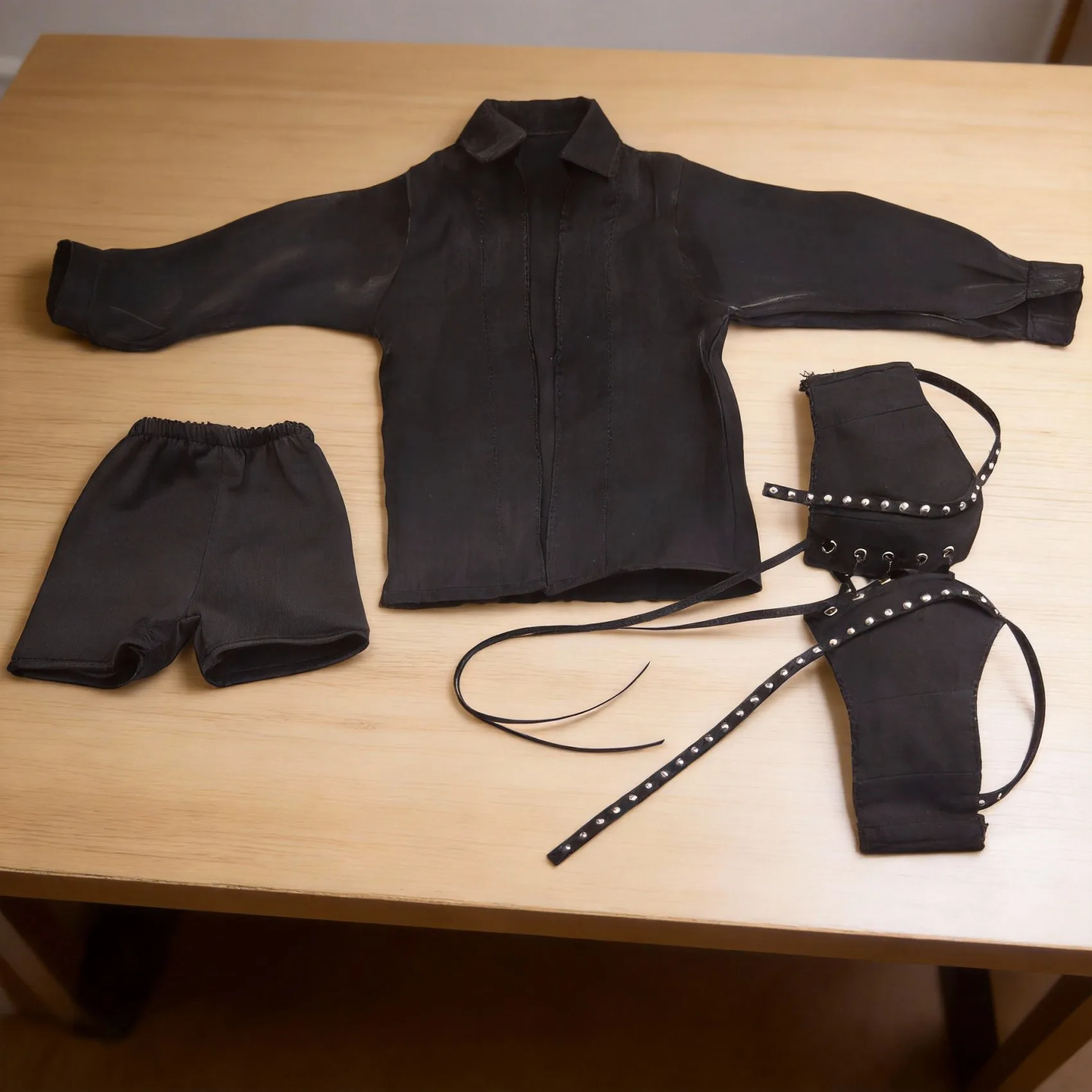 Gothic Punk Style 1/3 BJD Outfit for 60cm Doll Sheer Shirt Studded Bustier Shorts Complete Alternative Fashion
Gothic Punk Style 1/3 BJD Outfit for 60cm Doll Sheer Shirt Studded Bustier Shorts Complete Alternative Fashion