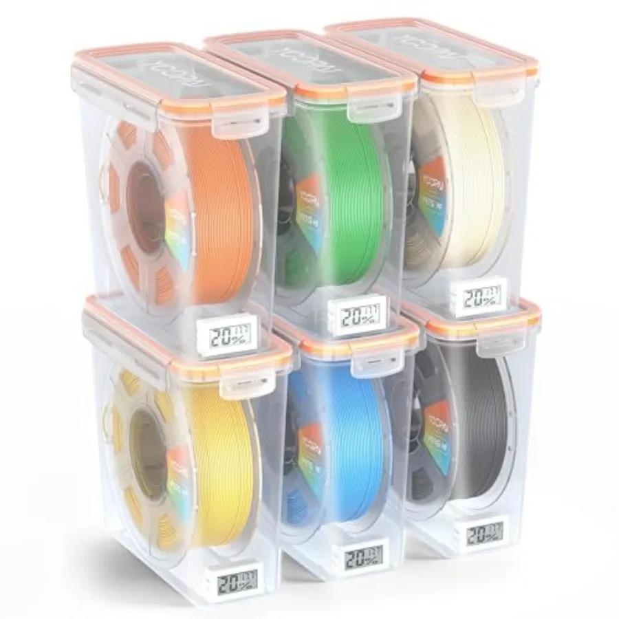 Pro Filament Storage Box with Temperature and Humidity Monitor, Airtight Filament Storage Container with Desiccant for 1KG 1.75
Pro Filament Storage Box with Temperature and Humidity Monitor, Airtight Filament Storage Container with Desiccant for 1KG 1.75