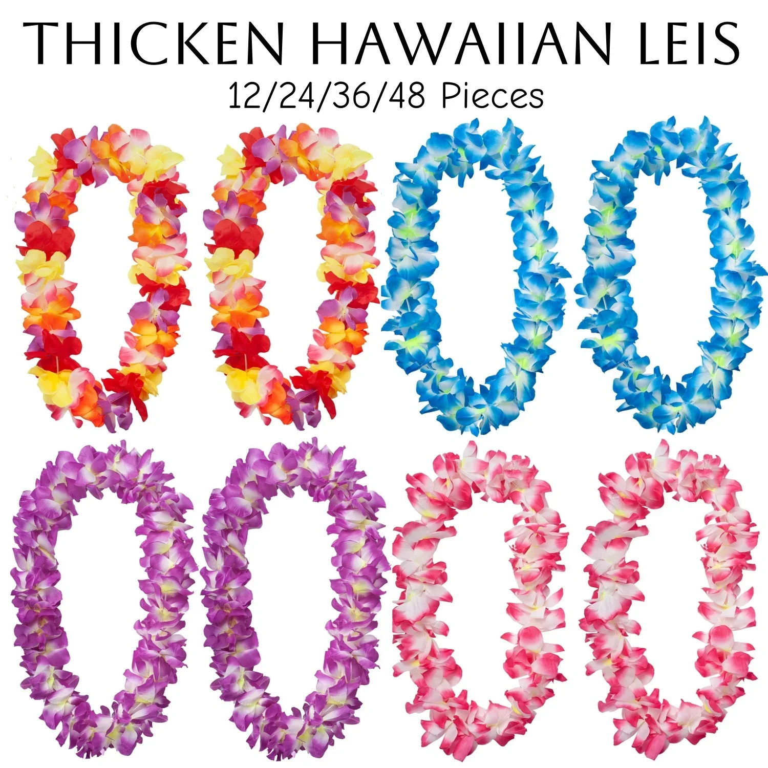 12-48pcs Thicken Hawaiian Leis Bulk Tropical Flower Necklace Beach Hawaii Luau Party Favors Pool Tiki Birthday Party Supplies
12-48pcs Thicken Hawaiian Leis Bulk Tropical Flower Necklace Beach Hawaii Luau Party Favors Pool Tiki Birthday Party Supplies