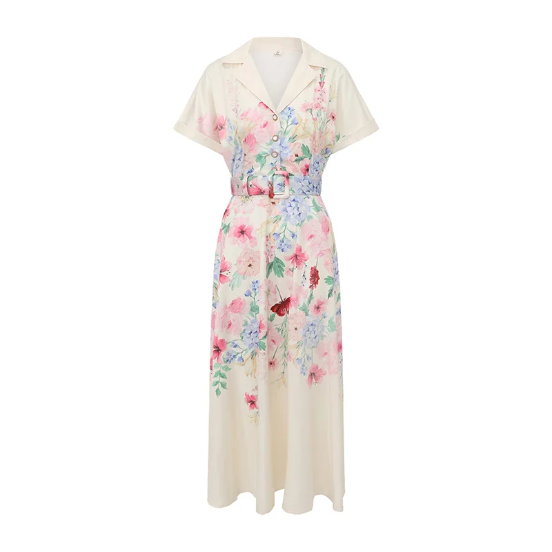 Summer Bohemian Long Dress for Women Floral Print Short Sleeve Single Breasted with Belt Holiday Robe Vestidos
Summer Bohemian Long Dress for Women Floral Print Short Sleeve Single Breasted with Belt Holiday Robe Vestidos