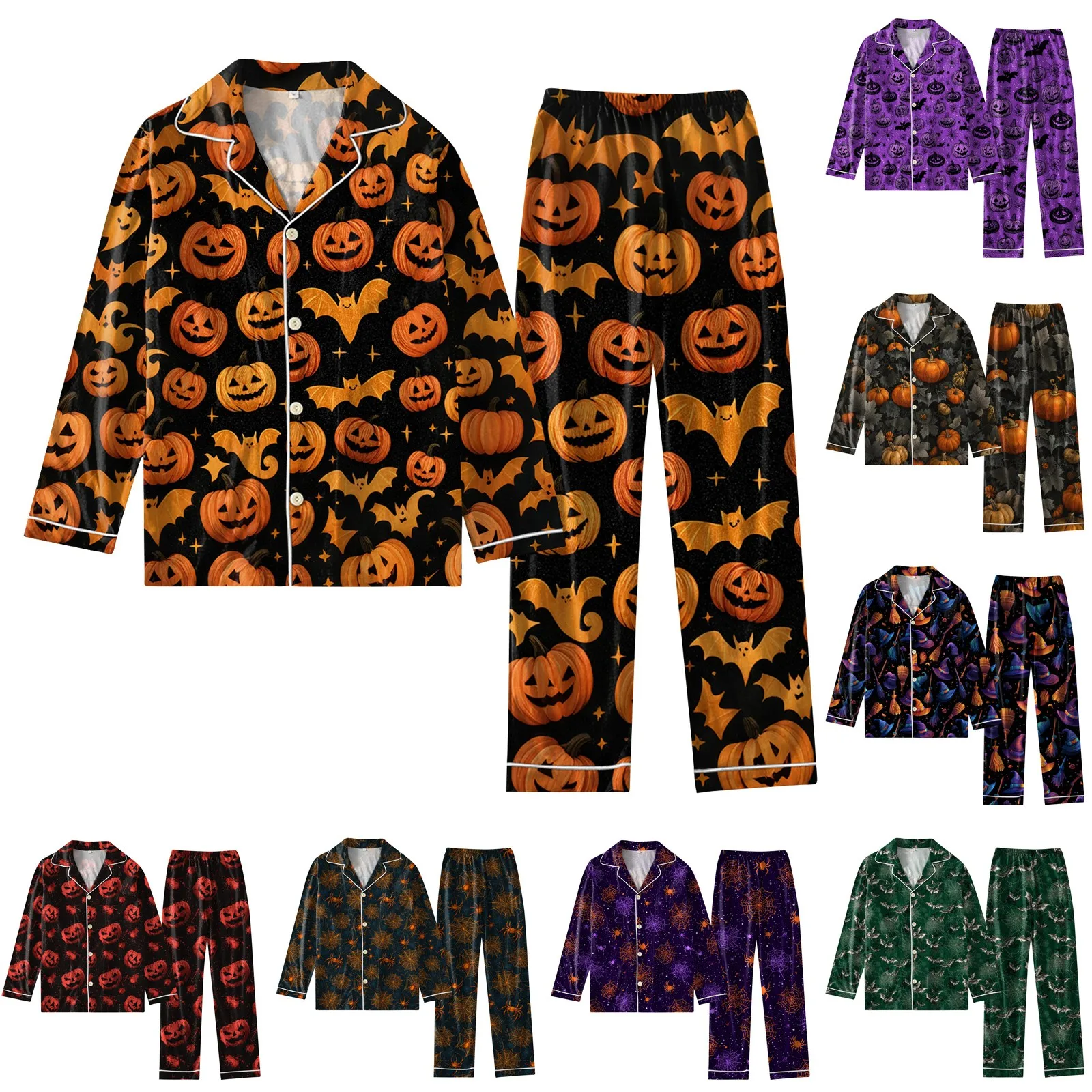 Halloween Theme Ladies Print Pajamas Set Spring Autumn Bedroom Casual Long Sleeve Top Wide Leg Pants Suit Holiday Birthday Gift
Halloween Theme Ladies Print Pajamas Set Spring Autumn Bedroom Casual Long Sleeve Top Wide Leg Pants Suit Holiday Birthday Gift