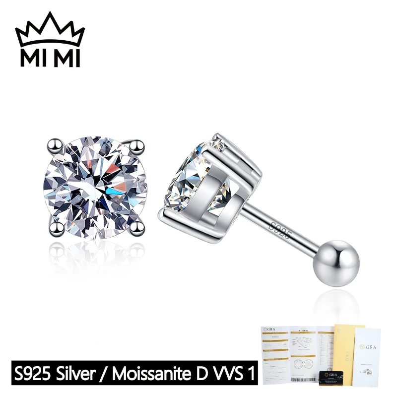 MY GRA Certified S925 Sterling Silver 4-Prong Screw Moissanite Stud Earrings Unisex Simulated Diamond Jewelry with Gift Box
MY GRA Certified S925 Sterling Silver 4-Prong Screw Moissanite Stud Earrings Unisex Simulated Diamond Jewelry with Gift Box