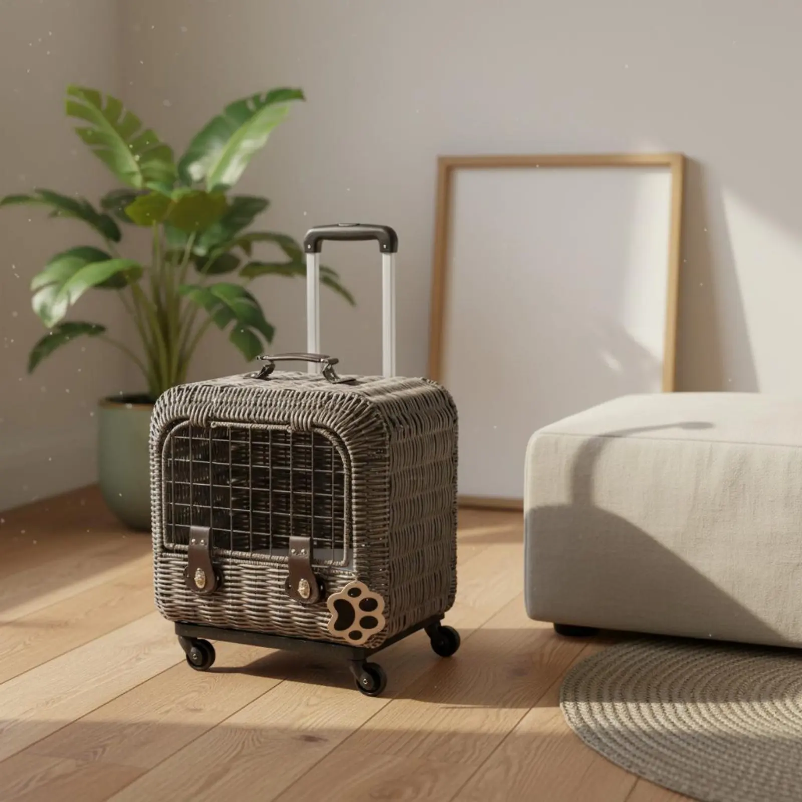 Wicker Feline Carrier Handheld Feline Carrier Suitcase Pet Trolley Case Ventilated Pet Gear Easy to Clean for Car
Wicker Feline Carrier Handheld Feline Carrier Suitcase Pet Trolley Case Ventilated Pet Gear Easy to Clean for Car