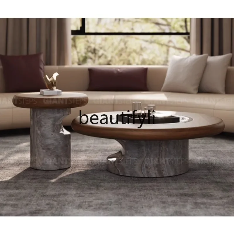 A50 Designer natural marble coffee table living room new high-end travertine minimalist round
A50 Designer natural marble coffee table living room new high-end travertine minimalist round
