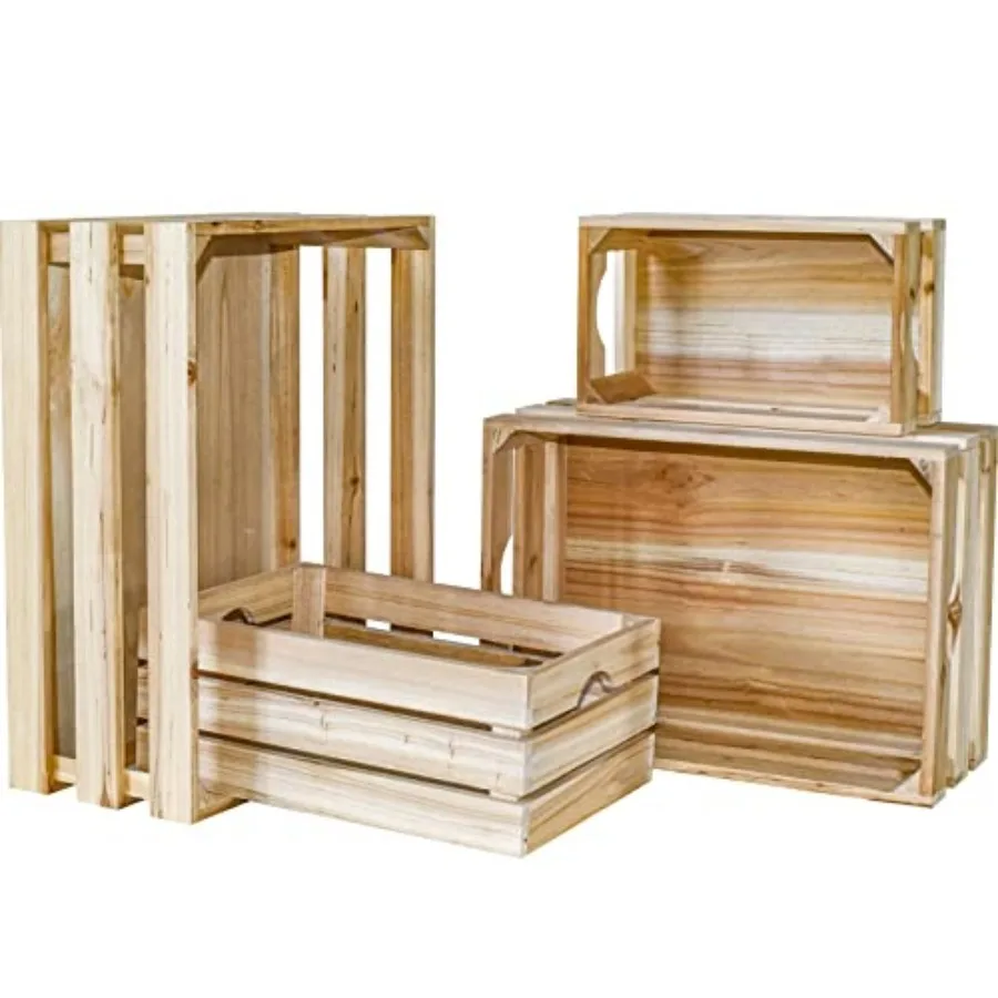 Large Wooden Crates Unfinished Set of 4 Decorative Storage Box with Handles, Rustic Farmhouse Wooden Crates for Display, Living
Large Wooden Crates Unfinished Set of 4 Decorative Storage Box with Handles, Rustic Farmhouse Wooden Crates for Display, Living