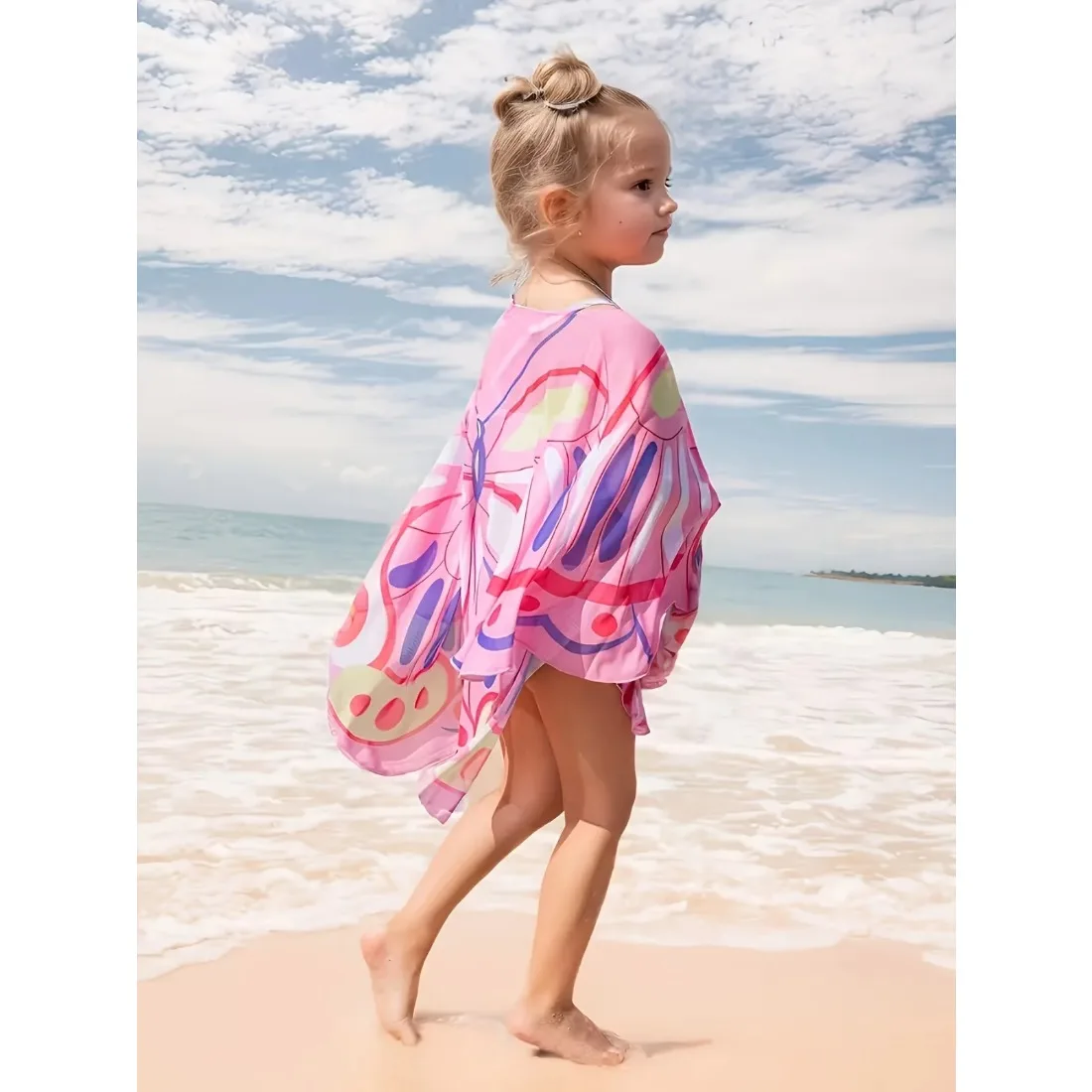 Girls' Swim Cover-Up: Sweet Cartoon Butterfly Wing Print, Perfect for Beach Vacations
Girls' Swim Cover-Up: Sweet Cartoon Butterfly Wing Print, Perfect for Beach Vacations