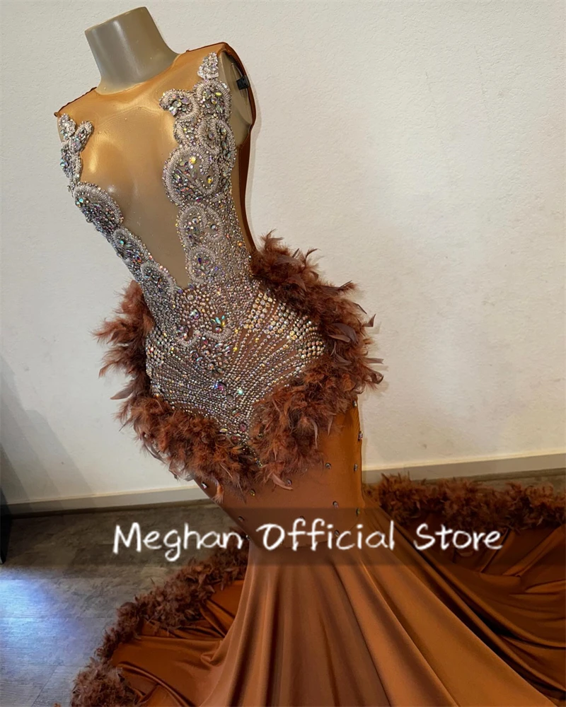 Luxury Brown Long Prom Dress 2025 Diamonds Crystals Birthday Party Feathers Evening Gown For Wedding Robe Customized
Luxury Brown Long Prom Dress 2025 Diamonds Crystals Birthday Party Feathers Evening Gown For Wedding Robe Customized
