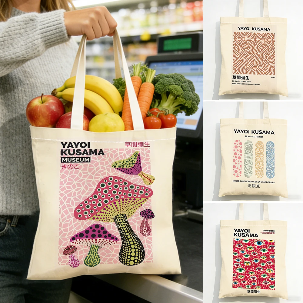Yayoi Kusama Women Shopping Bags Double Print Dot Pumpkin Lady Shopper Big Tote Bag Mushroom Large Capacity Girl Shop Satchel
Yayoi Kusama Women Shopping Bags Double Print Dot Pumpkin Lady Shopper Big Tote Bag Mushroom Large Capacity Girl Shop Satchel