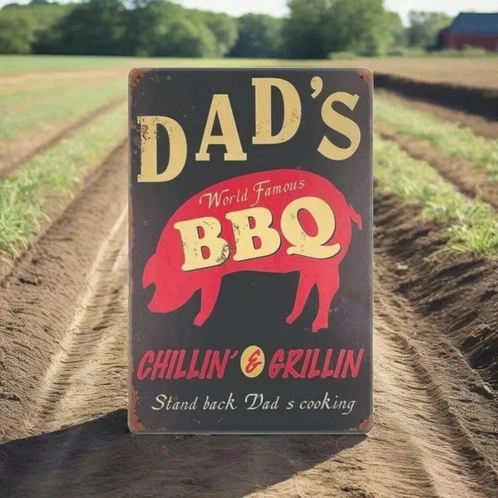 Vintage "Dad's BBQ" Round Metal Sign Retro Backyard Wall Art for Man Cave Garage Decor
Vintage "Dad's BBQ" Round Metal Sign Retro Backyard Wall Art for Man Cave Garage Decor